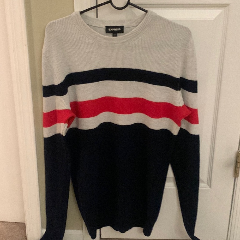 Express men crew neck sweater 100% cotton grey red blue